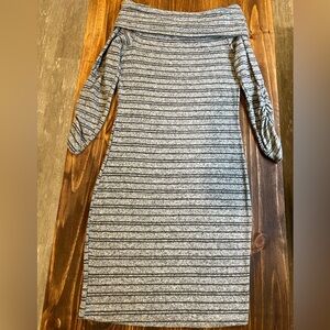 Stripped grey, Off the shoulder-midi dress, Size Medium